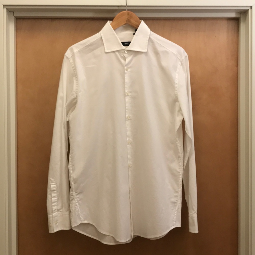 Boss Black Slim Fit Stretch White Shirt